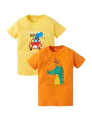 Kids Cotton T-Shirt for Boy’s and Girl’s Short Sleeve Topwear Combo Set of 2 Multicolor T-Shirts