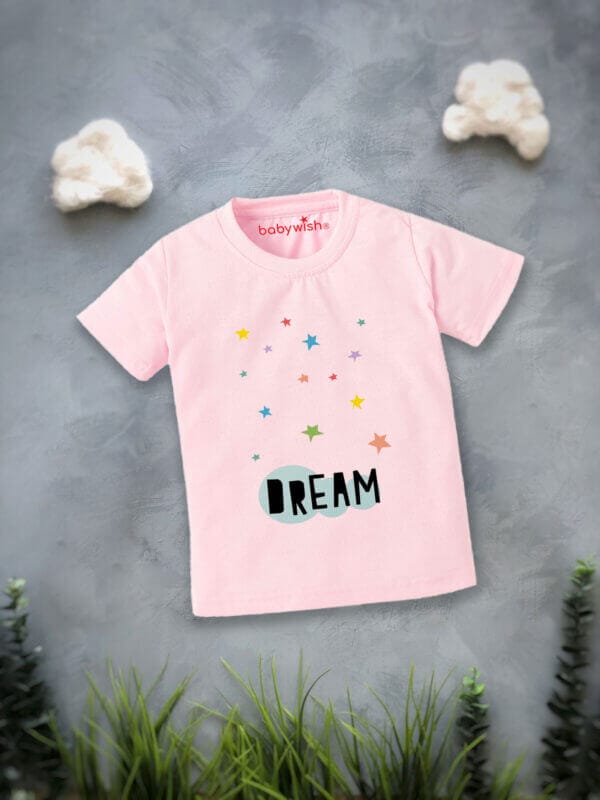 Printable Family T-shirt for Kids Clothes Unisex Newborn Topwear Outfit Cotton Tshirt Half Sleeve Round Neck Dress for Boy n Girl "Dream Star Print" - Image 2