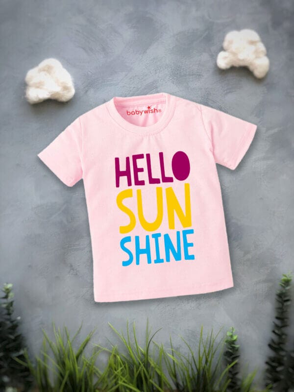 Printable Family T-shirt for Kids Clothes Unisex Newborn Topwear Outfit Cotton Tshirt Half Sleeve Round Neck Dress for Boy n Girl "Hello Sun" - Image 2