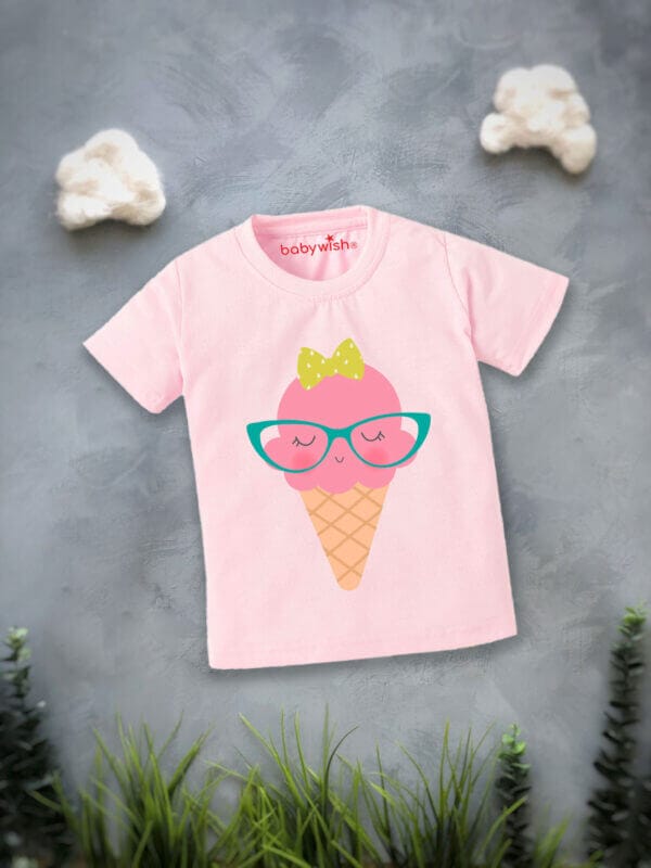 Printable Family T-shirt for Kids Clothes Unisex Newborn Topwear Outfit Cotton Tshirt Half Sleeve Round Neck Dress for Boy n Girl "Ice-Cream Print" - Image 2