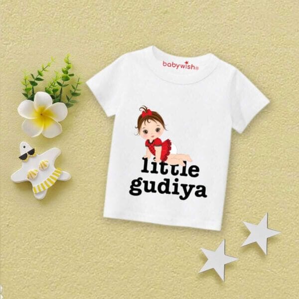 Printable Family T-shirt for Kids Clothes Unisex Newborn Topwear Outfit Cotton Tshirt Half Sleeve Round Neck Dress for Boy n Girl "Little Gudiya" - Image 3