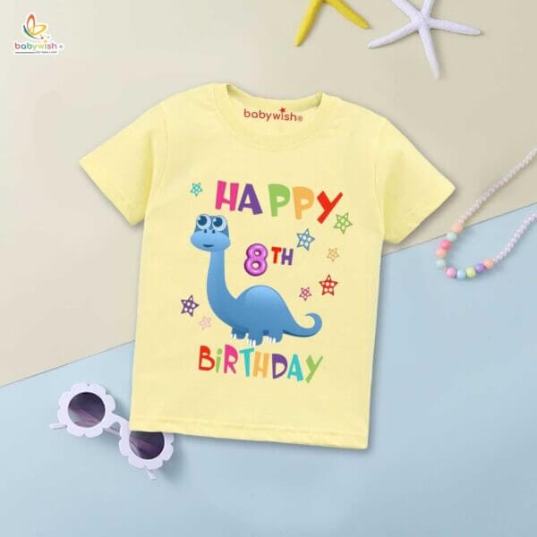 Eight Year Birthday Unisex T-Shirt Half Sleeve Round Neck Topwear tee for kids - Image 4