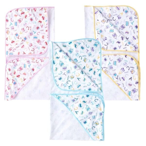 Baby Flannel hooded towels for new born Alphabets Printed Bath Towel for Boys and Girls Infants kids towel