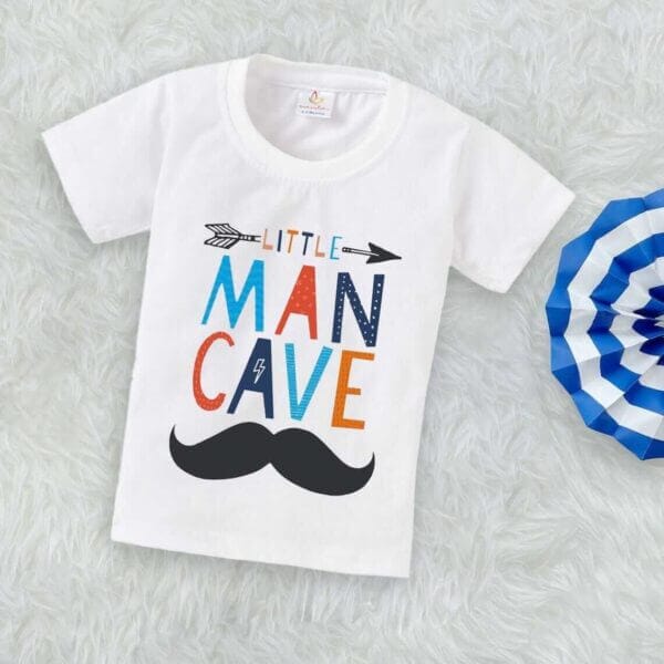 Printable Family T-shirt for Kids Clothes Unisex Newborn Topwear Outfit Cotton Tshirt Half Sleeve Round Neck Dress for Boy n Girl "Little Man Cave" - Image 3