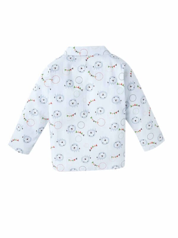 Kids Sleepsuit for Baby Boy’s and Girl’s Topwear and Pajamas Set Long Sleeve Sleepwear Baby Clothing Sets - White Lion Print - Image 3