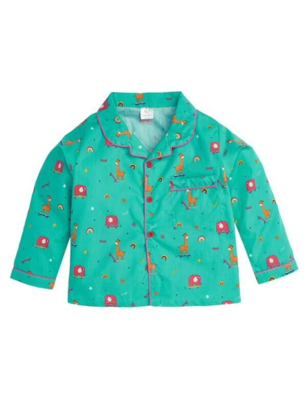 Kids Sleepsuit for Baby Boy’s and Girl’s Topwear and Pajamas Set Long Sleeve Sleepwear Baby Clothing Sets - Giraffe Print - Image 2