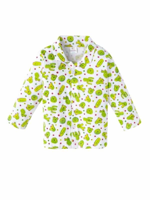 Kids Sleepsuit for Baby Boy’s and Girl’s Topwear and Pajamas Set Long Sleeve Sleepwear Baby Clothing Sets - Green Cactus Print - Image 2
