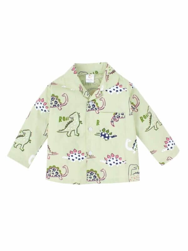 Kids Sleepsuit for Baby Boy’s and Girl’s Topwear and Pajamas Set Long Sleeve Sleepwear Baby Clothing Sets - Green Dinosour Print - Image 2