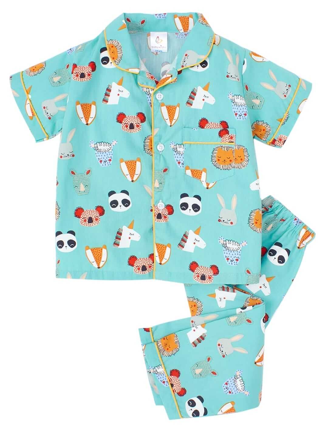 Kids Sleepsuit for Baby Boys and Girls Long Sleeve Pajamas Set Baby Clothing Sleepwear Set Blue Panda Printed Topwear Soft Newborn and Toddler Outfit