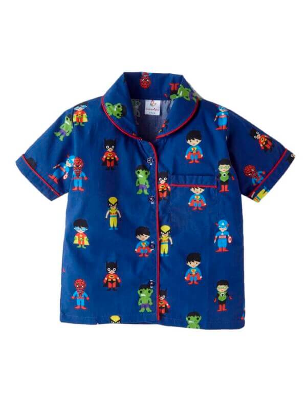 Kids Sleepsuit for Baby Boy’s and Girl’s Topwear and Pajamas Set Long Sleeve Sleepwear Baby Clothing Sets - Blue Superhero Theme - Image 2