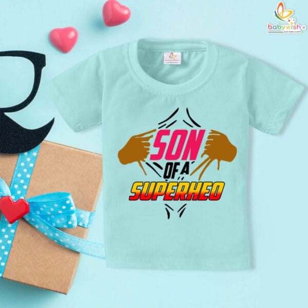 Fathers Day T-Shirt for Kids | Son of a Superhero | Babywish - Image 2