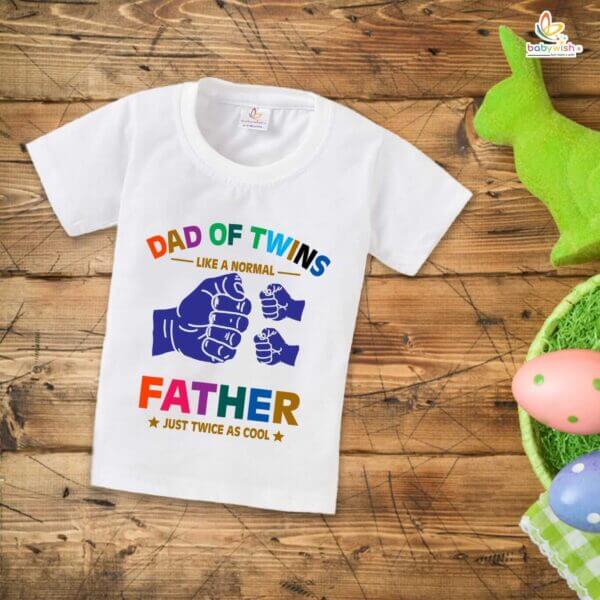 Father's Day Special T-Shirt for Boy’s and Girl’s Half Sleeve Topwear for Unisex Kids | Dad Of Twins Twice As Cool | - Image 4