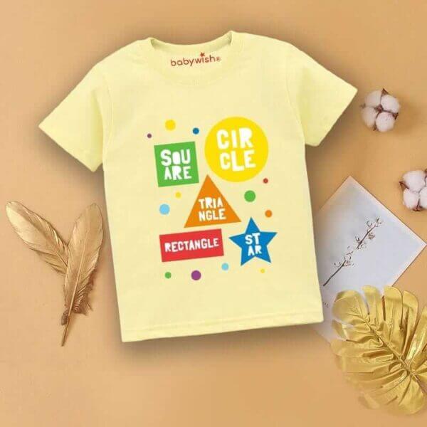 Printable Family T-shirt for Kids Clothes Unisex Newborn Topwear Outfit Cotton Tshirt Half Sleeve Round Neck Dress for Boy n Girl "Square,Circle & Star" - Image 2