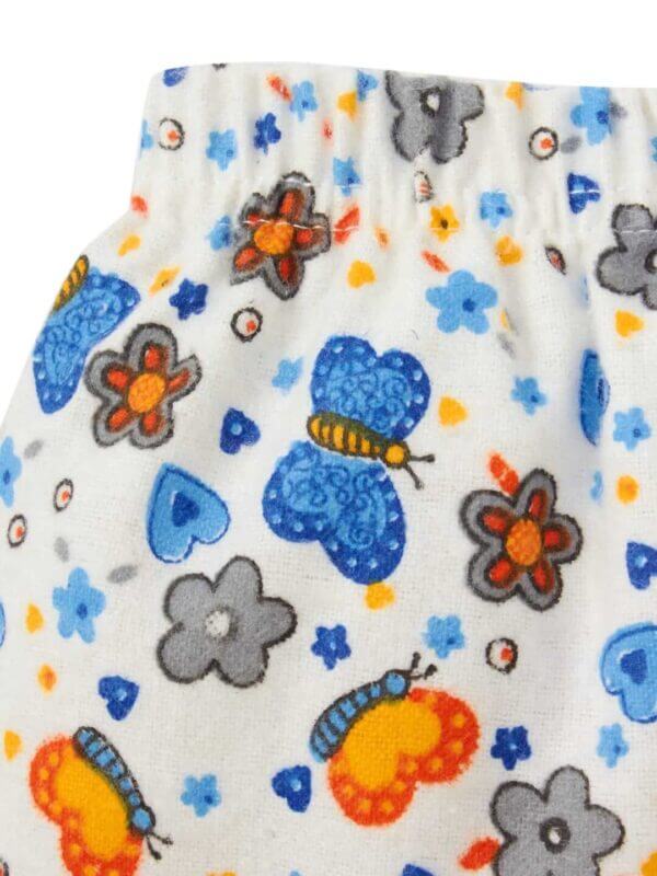 kids top bottom baby Jhabla Set Full Sleeve Pure Flannel kids tshirt Jhabla pajama set - Blue Butterfly Print - Image 6