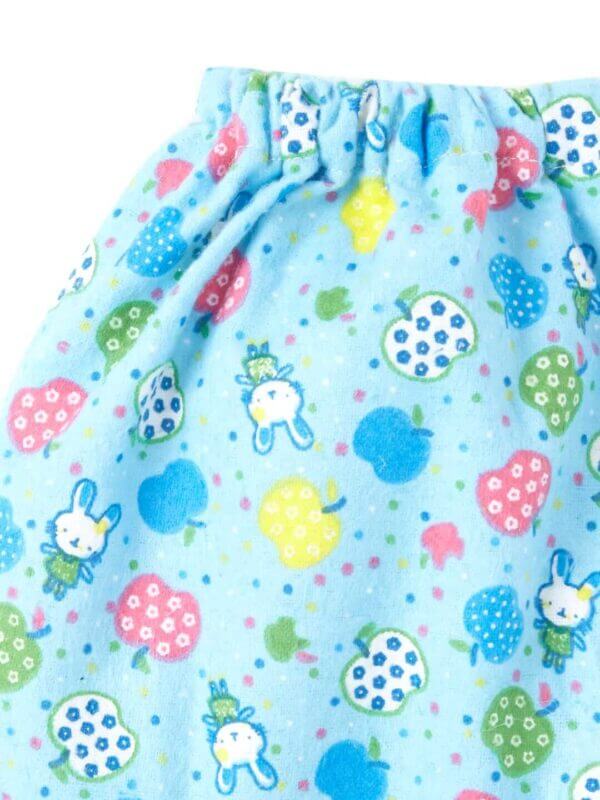 kids top bottom baby Jhabla Set Full Sleeve Pure Flannel kids tshirt Jhabla pajama set - Blue Flannel Fruits Print - Image 6