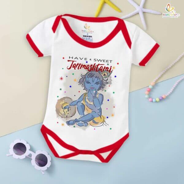 Babywish Krishna Janmashtami Romper Brother Sister Matching dress for KRIS JANM - Image 2