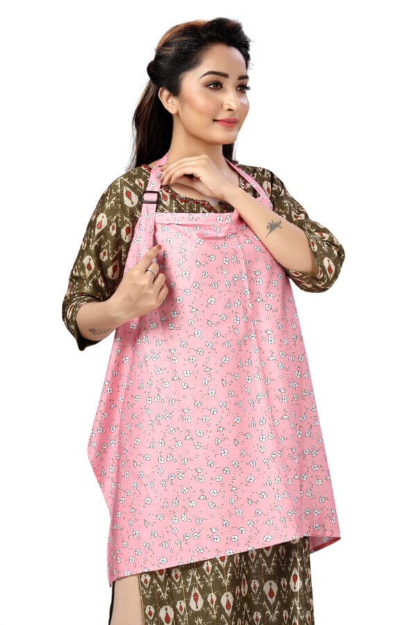Nursing covers for Mother Breathable feeding cover for Breastfeeding 360° Coverage Protection Cover - Pink Polka Floral - Image 6