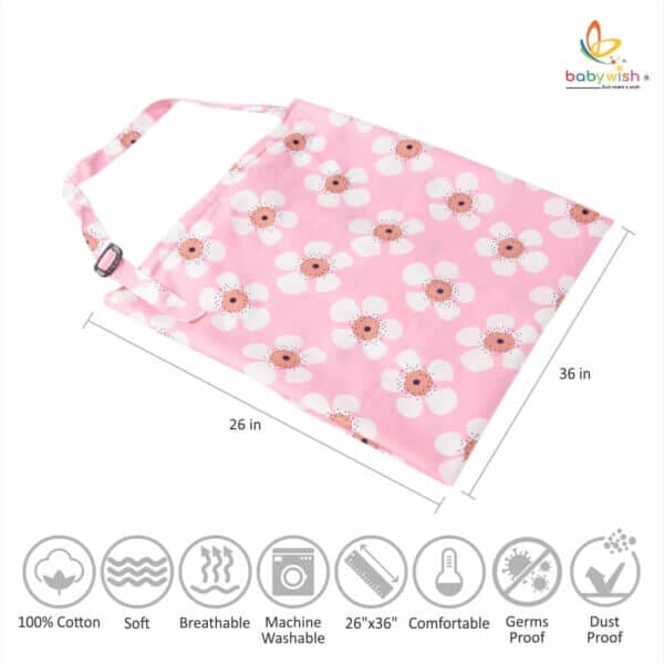 Nursing covers for Mother Breathable feeding cover for Breastfeeding 360° Coverage Protection Cover - Pink Shiny Sunflower - Image 3