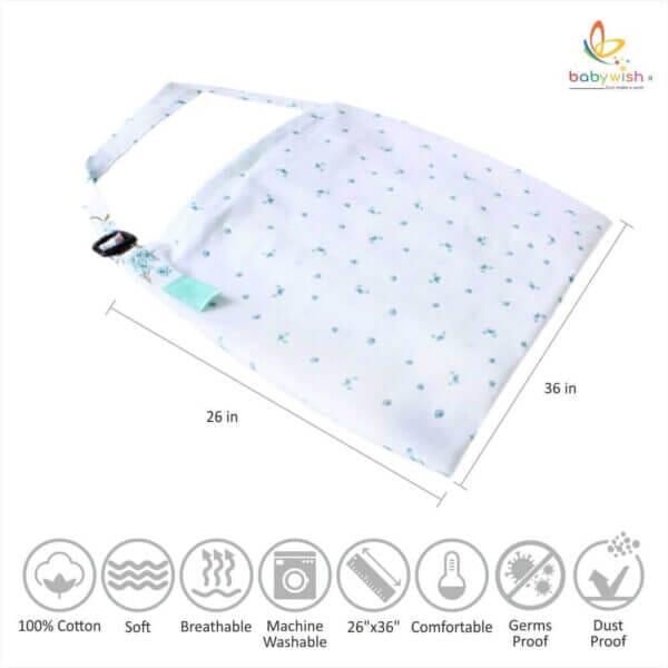 Nursing covers for Mother Breathable feeding cover for Breastfeeding 360° Coverage Protection Cover - Blue Floral Theme - Image 3