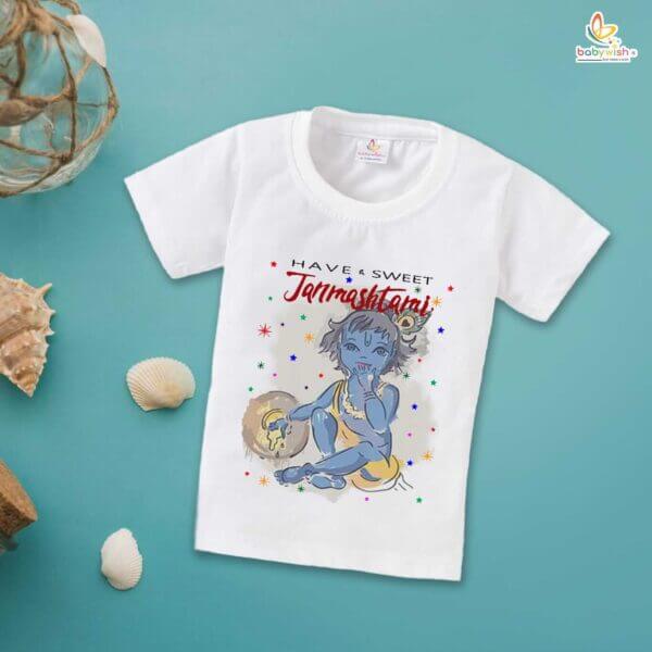 Babywish Krishna Janmashtami T-Shirt for Boys and Girls Krishna Janmashtami T-Shirts HAPPY KRISHNA JANMASHTAMI - Image 4