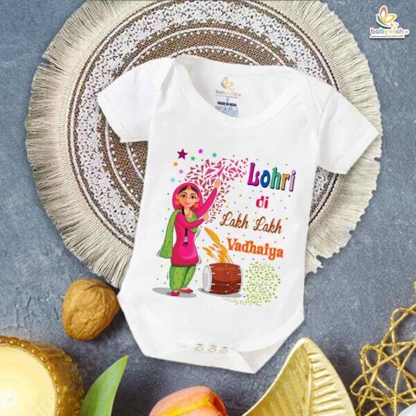 My First Lohri Romper | Lohri Di Vadhaiya Baby Bodysuit | Festive Outfit for Baby Boys & Girls – Babywish - Image 5