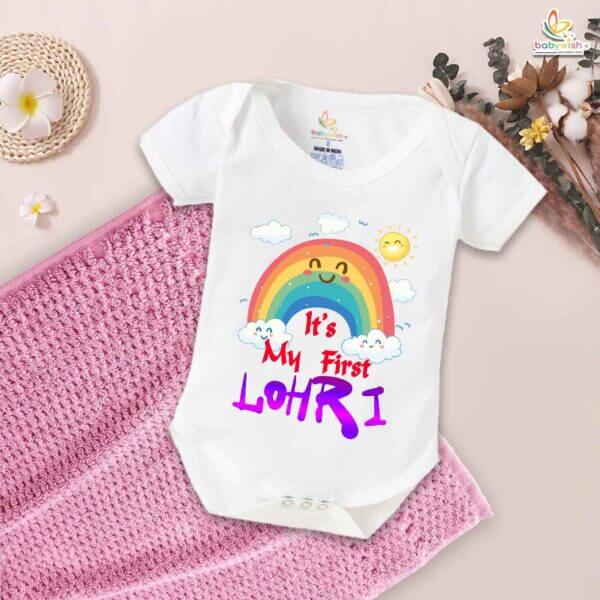 My First Lohri Romper | Rainbow Lohri Baby Bodysuit for Boys & Girls | Newborn Festival Outfit & Baby Lohri Clothes – Babywish - Image 5