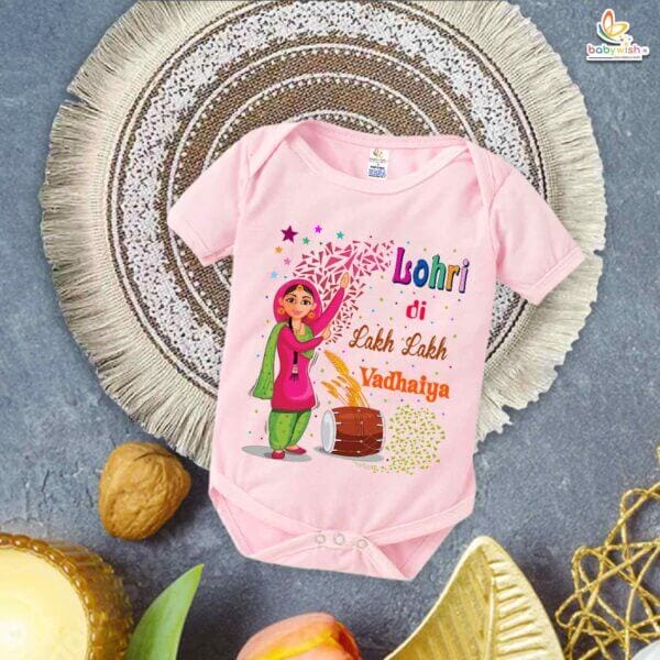 My First Lohri Romper | Lohri Di Vadhaiya Baby Bodysuit | Festive Outfit for Baby Boys & Girls – Babywish - Image 3