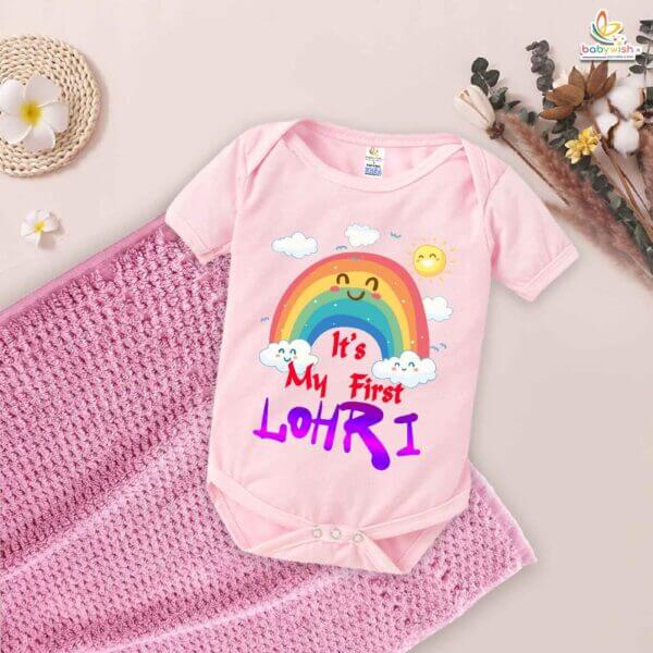 My First Lohri Romper | Rainbow Lohri Baby Bodysuit for Boys & Girls | Newborn Festival Outfit & Baby Lohri Clothes – Babywish - Image 3
