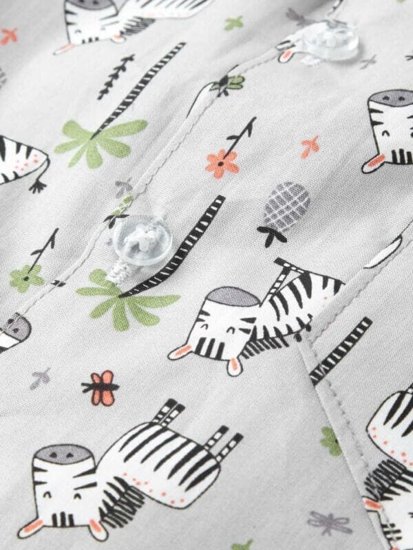 Kids Sleepsuit for Baby Boy’s and Girl’s Topwear and Pajamas Set Long Sleeve Sleepwear Baby Clothing Sets - Grey Zebra Print - Image 4
