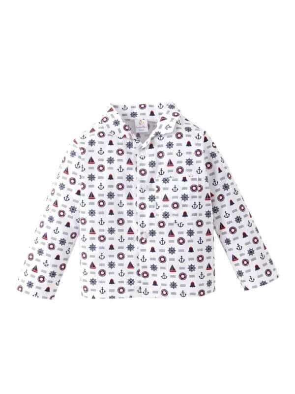 Kids Sleepsuit for Baby Boy’s and Girl’s Topwear and Pajamas Set Long Sleeve Sleepwear Baby Clothing Sets - White Wheel Print - Image 2