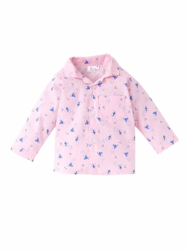 Kids Sleepsuit for Baby Boy’s and Girl’s Topwear and Pajamas Set Long Sleeve Sleepwear Baby Clothing Sets - Peach Butterfly Print - Image 2
