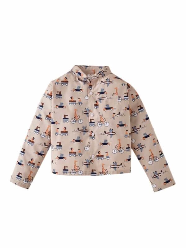 Kids Sleepsuit for Baby Boy’s and Girl’s Topwear and Pajamas Set Long Sleeve Sleepwear Baby Clothing Sets - Peach Vehicles Print - Image 2