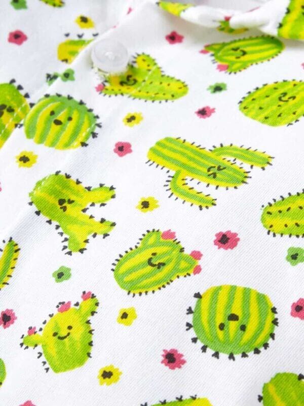Kids Sleepsuit for Baby Boy’s and Girl’s Topwear and Pajamas Set Long Sleeve Sleepwear Baby Clothing Sets - Green Cactus Print - Image 5