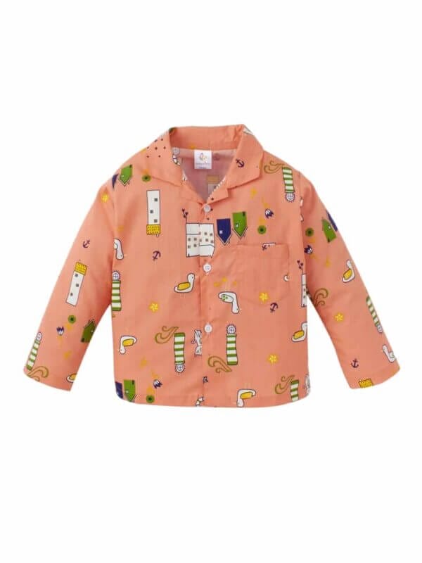 Kids Sleepsuit for Baby Boy’s and Girl’s Topwear and Pajamas Set Long Sleeve Sleepwear Baby Clothing Sets - Peach Swan Print - Image 2