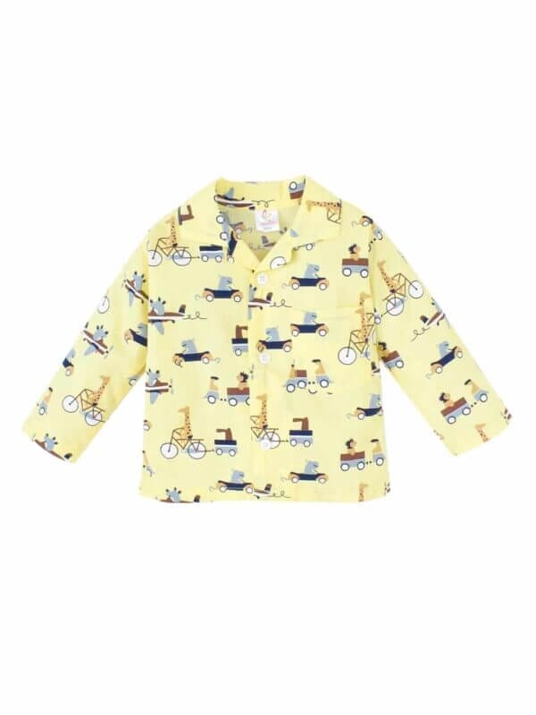 Kids Sleepsuit for Baby Boy’s and Girl’s Topwear and Pajamas Set Long Sleeve Sleepwear Baby Clothing Sets - Yellow Animal Print - Image 2