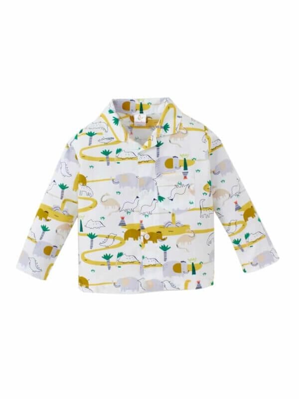 Kids Sleepsuit for Baby Boy’s and Girl’s Topwear and Pajamas Set Long Sleeve Sleepwear Baby Clothing Sets - Yellow Elephant Print - Image 2