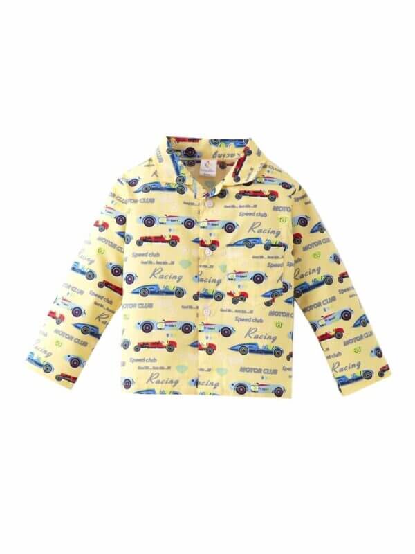 Kids Sleepsuit for Baby Boy’s and Girl’s Topwear and Pajamas Set Long Sleeve Sleepwear Baby Clothing Sets - Yellow Race Car - Image 3
