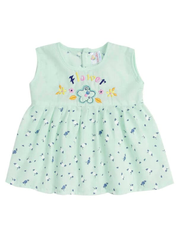 Baby Girl Cotton Frock Newborn Girl Knee Length Sleeveless Dress White Lotus Theme Printed - Image 8