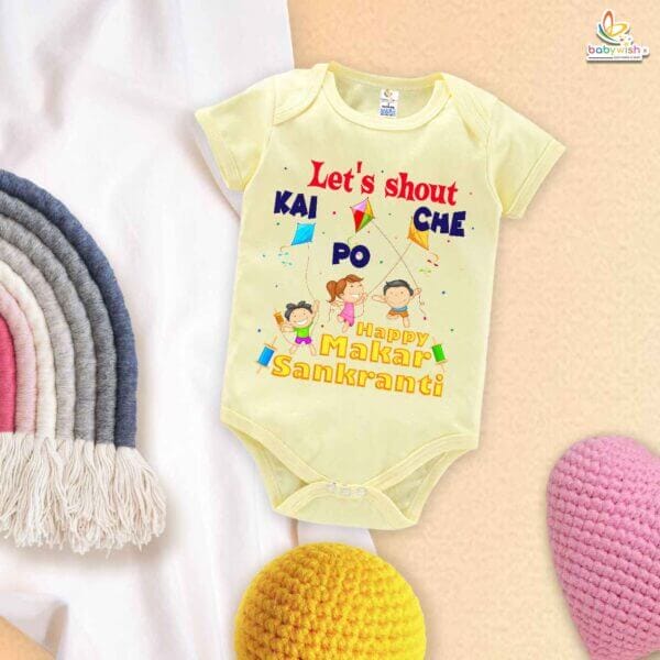 Let’s Shout on Makar Sankranti – My First Makar Sankranti Baby Romper & Bodysuit for Newborns | Festive Baby Clothes India | Babywish - Image 3