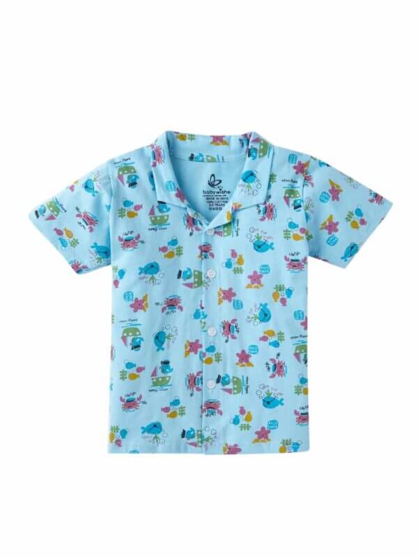 Kids Sleepsuit for Baby Boy’s and Girl’s Topwear and Pajamas Set Long Sleeve Sleepwear Baby Clothing Sets - Marine Print - Image 2