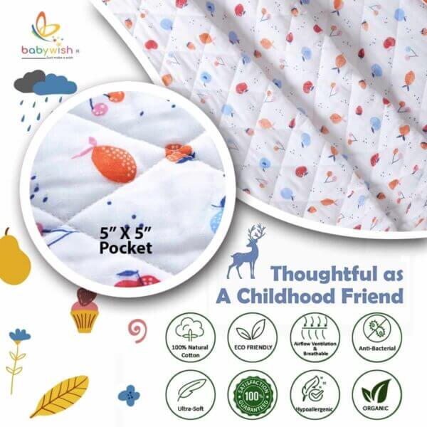 GOTS Certified Organic Muslin Baby Dohar Blanket for Newborn Soft Crib All Seasons Quilt for Microfiber Giftset - Red Fruit Island - Image 10