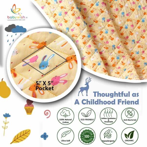 GOTS Certified Organic Cotton Baby Dohar Blanket for Newborn Soft Crib All Seasons Quilt for Microfiber Giftset - Orange Bunny Print - Image 5