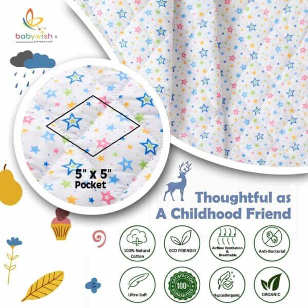 GOTS Certified Organic Cotton Baby Dohar Blanket for Newborn Soft Crib All Seasons Quilt for Microfiber Giftset - Blue Star Theme - Image 7