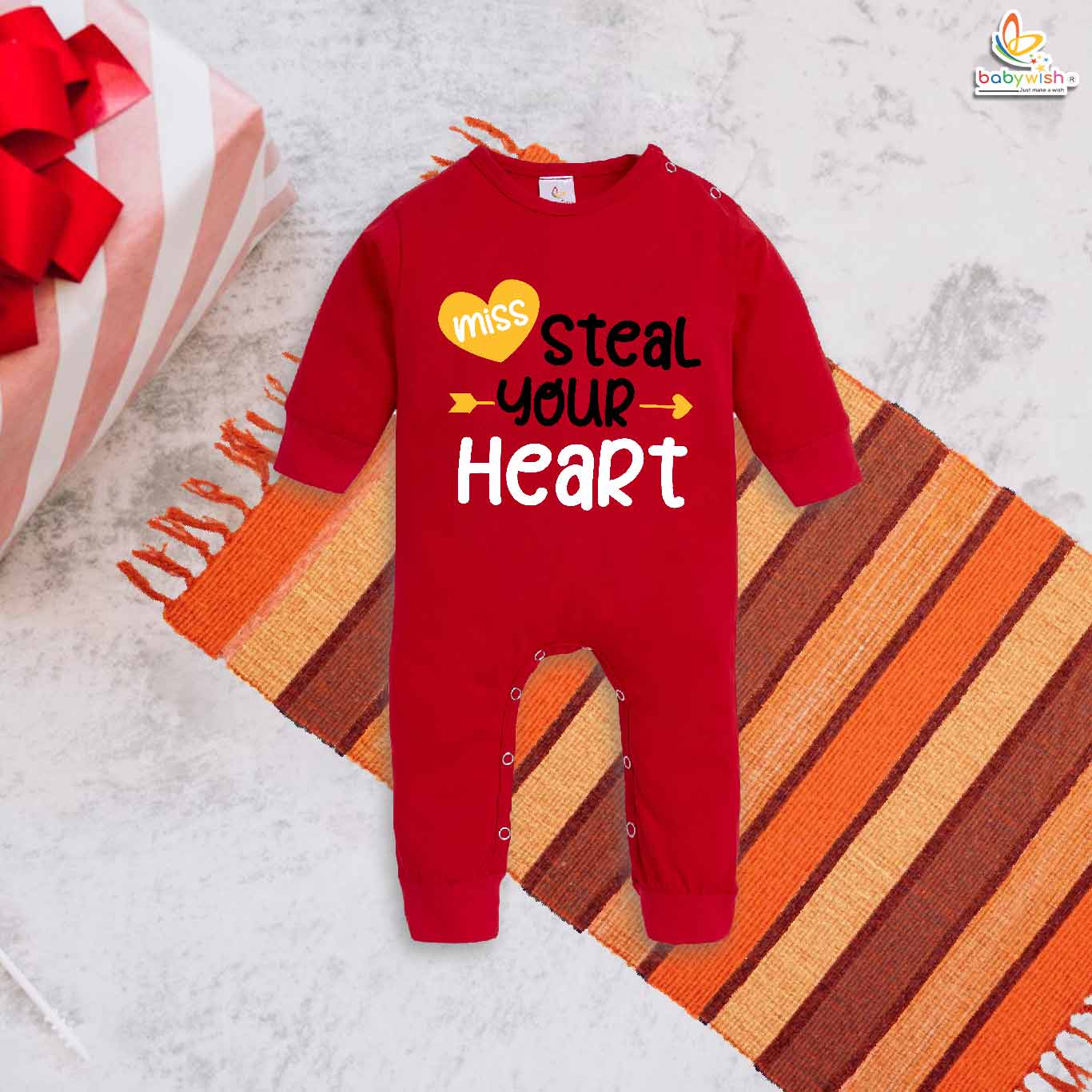 Miss Steal Your Heart Valentine’s Day Baby Romper – My First Valentine’s Day Full Bodysuit for Newborn & Infant Girls | Cute Baby Valentine Outfit – Babywish