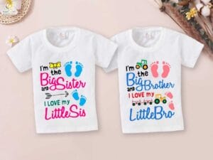 Rakshabandhan Special Combo White T-Shirts Sets for Brother and Sister Combo Pack of 2