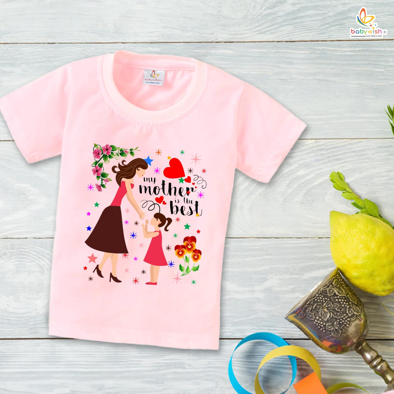 Mother’s Day Special T-Shirt for Boys & Girls – Half Sleeve Topwear for Unisex Kids, Soft Cotton, Comfortable Fit, Ideal Gift for Mother’s Day Celebration