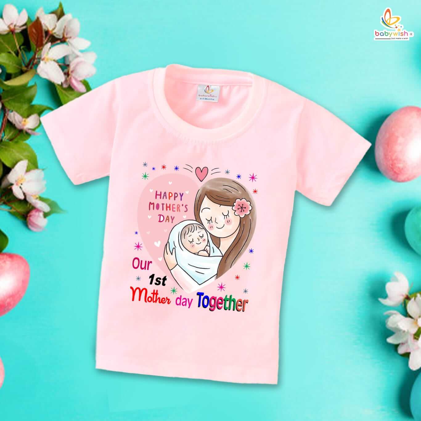 Mother’s Day Special T-Shirt for Boys & Girls – Half Sleeve Topwear for Unisex Kids, Soft Cotton, Comfortable Fit, Ideal Gift for Mother’s Day Celebration