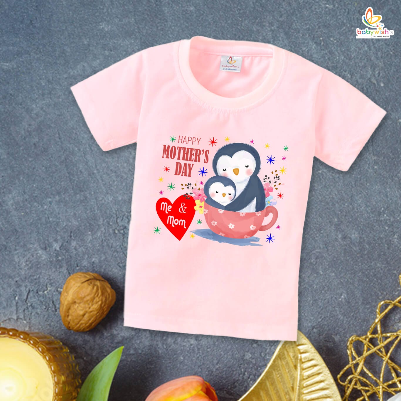 Mother’s Day Special T-Shirt for Boys & Girls – Half Sleeve Topwear for Unisex Kids, Soft Cotton, Comfortable Fit, Ideal Gift for Mother’s Day Celebration