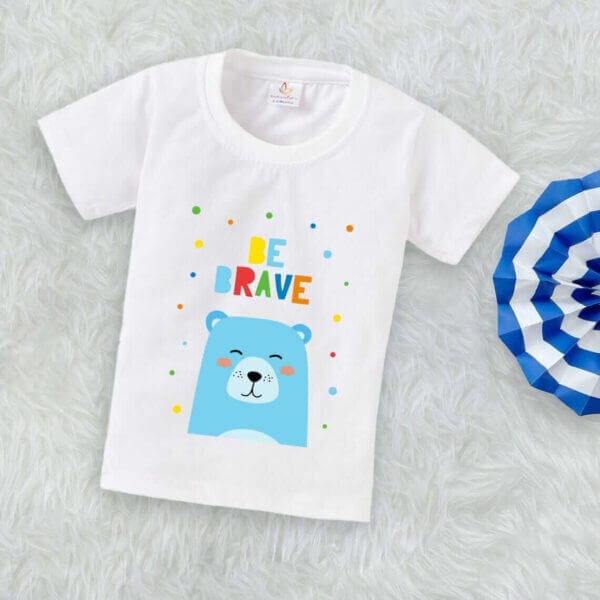 Printable Family T-shirt for Kids Clothes Unisex Newborn Topwear Outfit Cotton Tshirt Half Sleeve Round Neck Dress for Boy n Girl "Be Brave Everyone" - Image 2