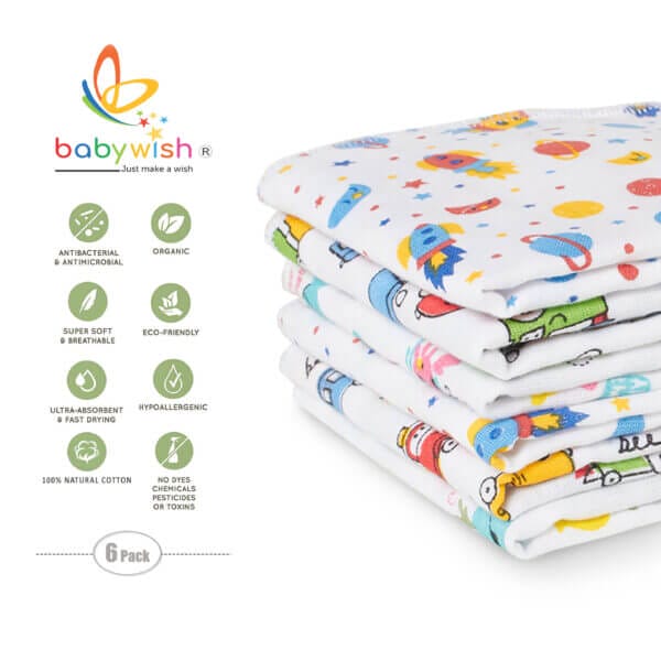 Baby Organic Muslin Washcloths for Newborn face hand towels Combo Pack - Multicolor - Image 8